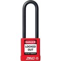 Zing ZING RecycLock Safety Padlock, Keyed Alike, 3" Shackle, 1-3/4" Body, Red, 7047 7047
